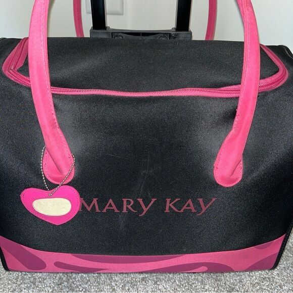Mary Kay Black Pink Rolling adjustable travel suit case makeup suitcase bag-VTG - Picture 2 of 9
